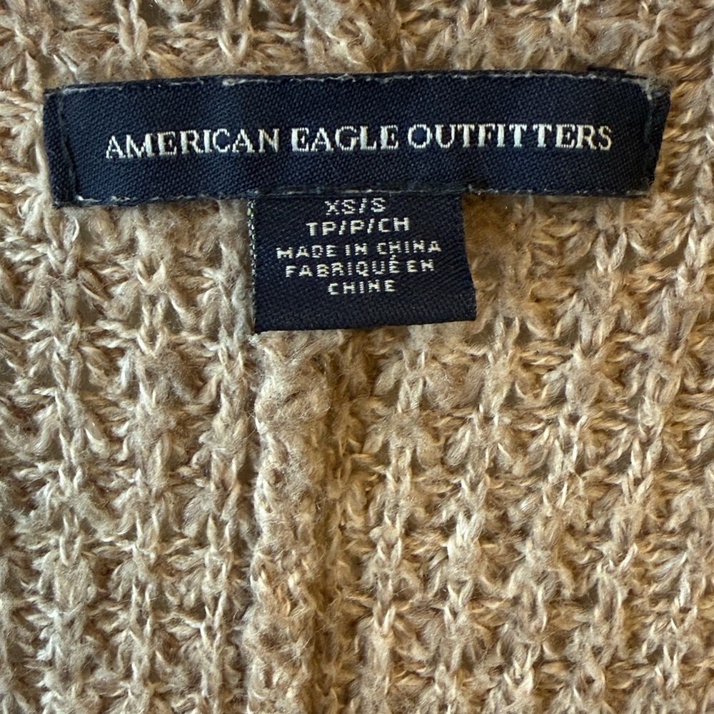 American Eagle Cozy Open Front Knit Cardigan Neutral Oversized XS/S Fits M - Picture 4 of 5